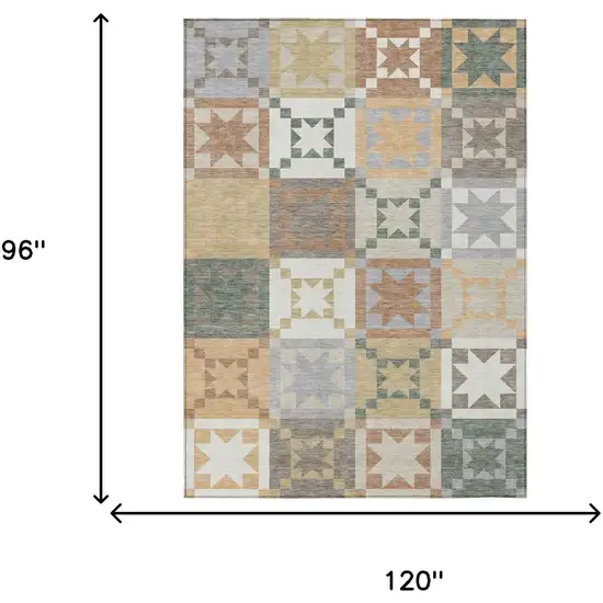 Ivory And Silver Patchwork Washable Indoor Outdoor Area Rug Photo 6