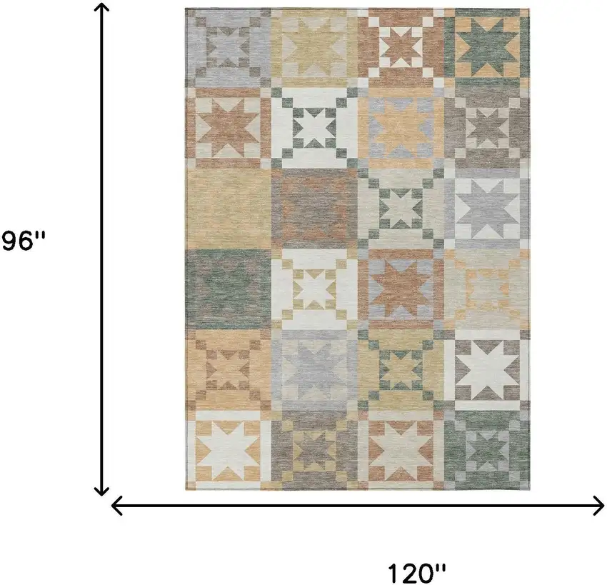 Ivory And Silver Patchwork Washable Indoor Outdoor Area Rug Photo 6