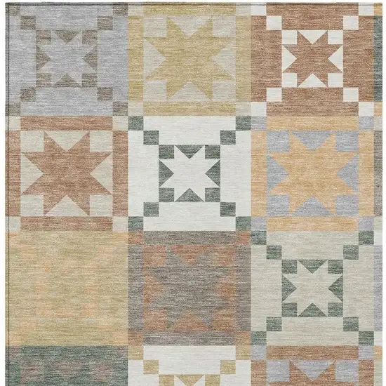 Ivory And Silver Patchwork Washable Indoor Outdoor Area Rug Photo 2