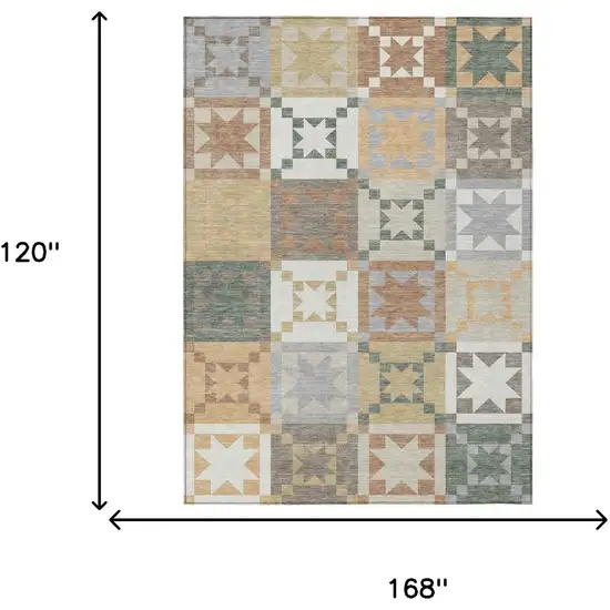 Ivory And Silver Patchwork Washable Indoor Outdoor Area Rug Photo 6