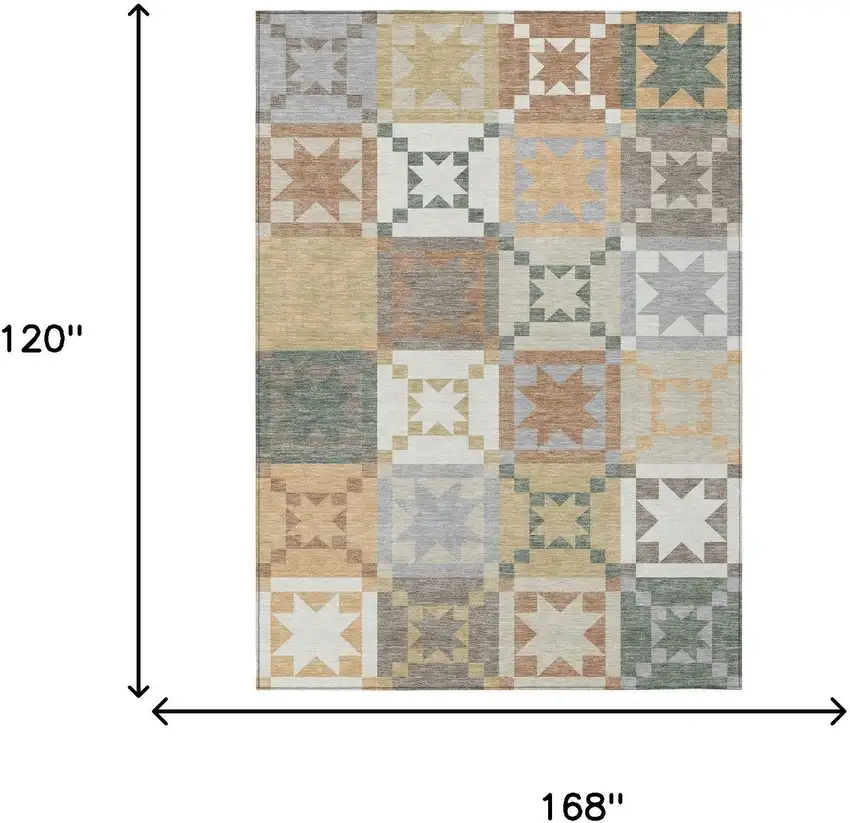 Ivory And Silver Patchwork Washable Indoor Outdoor Area Rug Photo 6