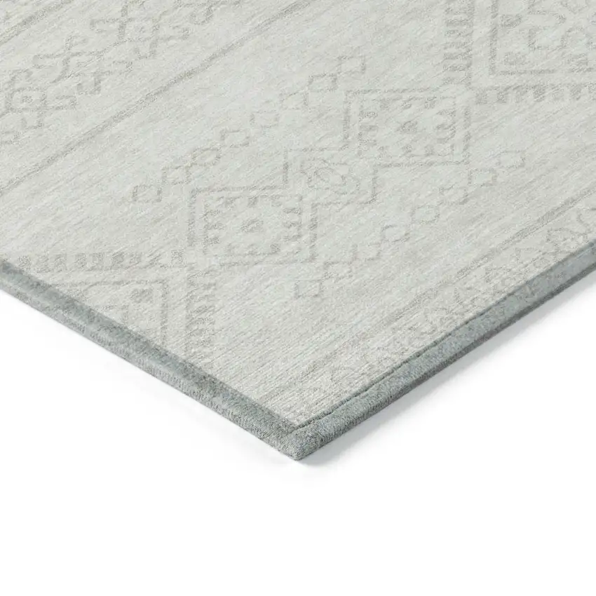 Ivory And Silver Southwestern Washable Indoor Outdoor Area Rug Photo 5