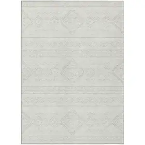 Photo of Ivory And Silver Southwestern Washable Indoor Outdoor Area Rug