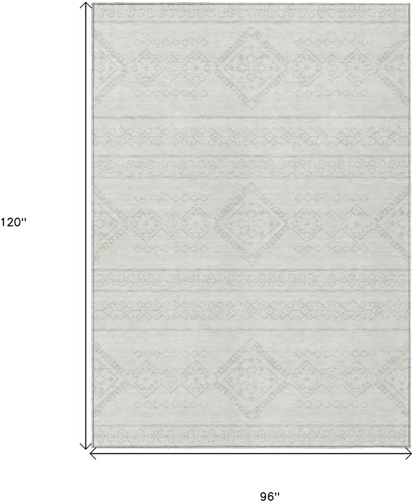 Ivory And Silver Southwestern Washable Indoor Outdoor Area Rug Photo 3