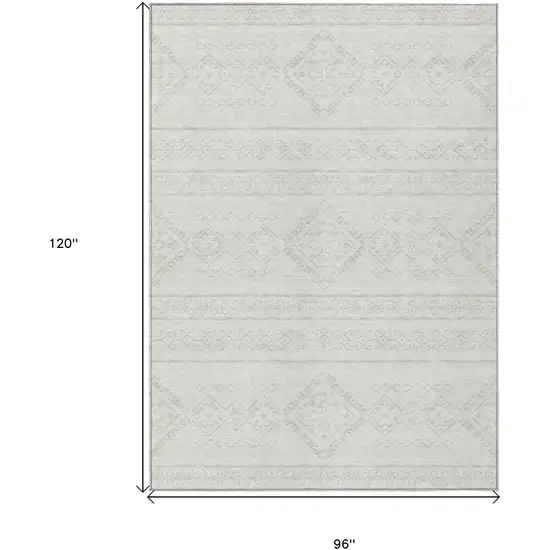 Ivory And Silver Southwestern Washable Indoor Outdoor Area Rug Photo 3