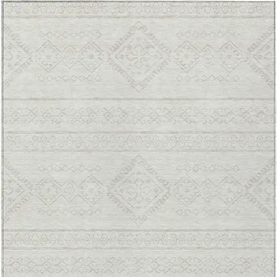 Ivory And Silver Southwestern Washable Indoor Outdoor Area Rug Photo 5