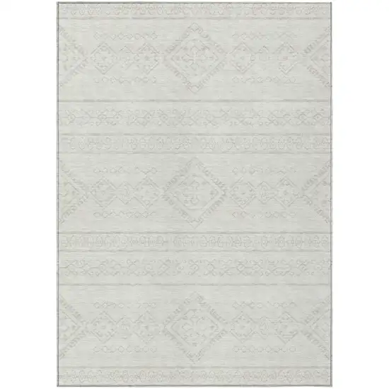 Ivory And Silver Southwestern Washable Indoor Outdoor Area Rug Photo 1