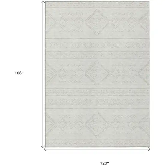 Ivory And Silver Southwestern Washable Indoor Outdoor Area Rug Photo 3