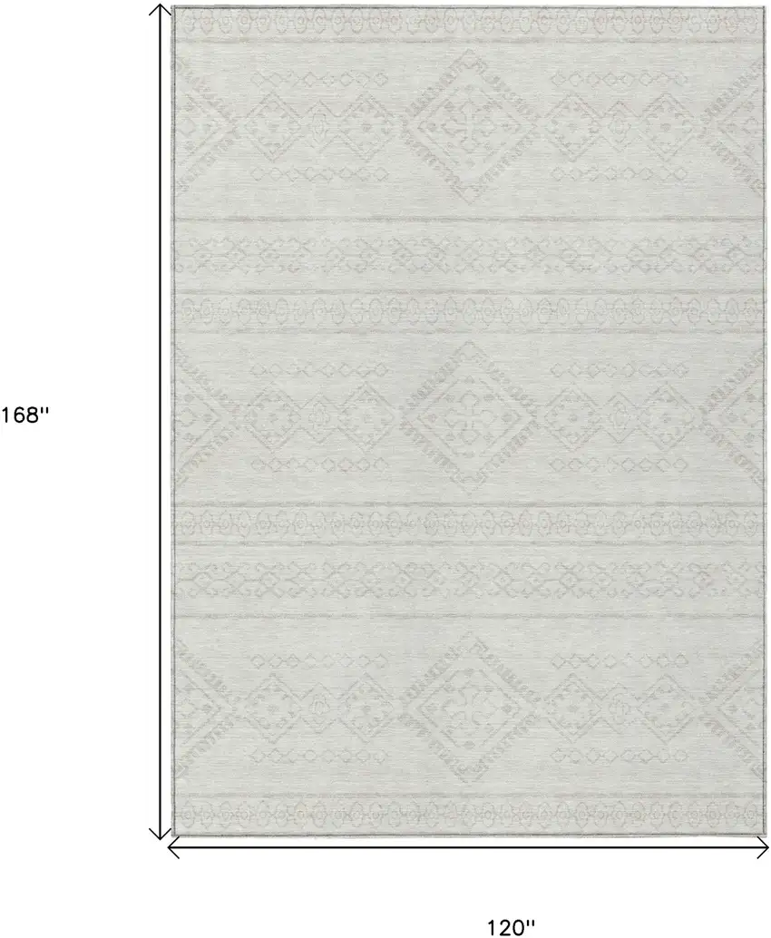 Ivory And Silver Southwestern Washable Indoor Outdoor Area Rug Photo 3