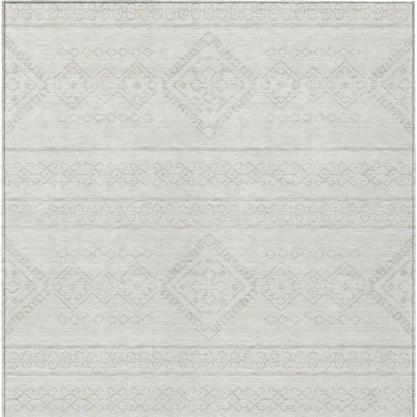 Ivory And Silver Southwestern Washable Indoor Outdoor Area Rug Photo 7