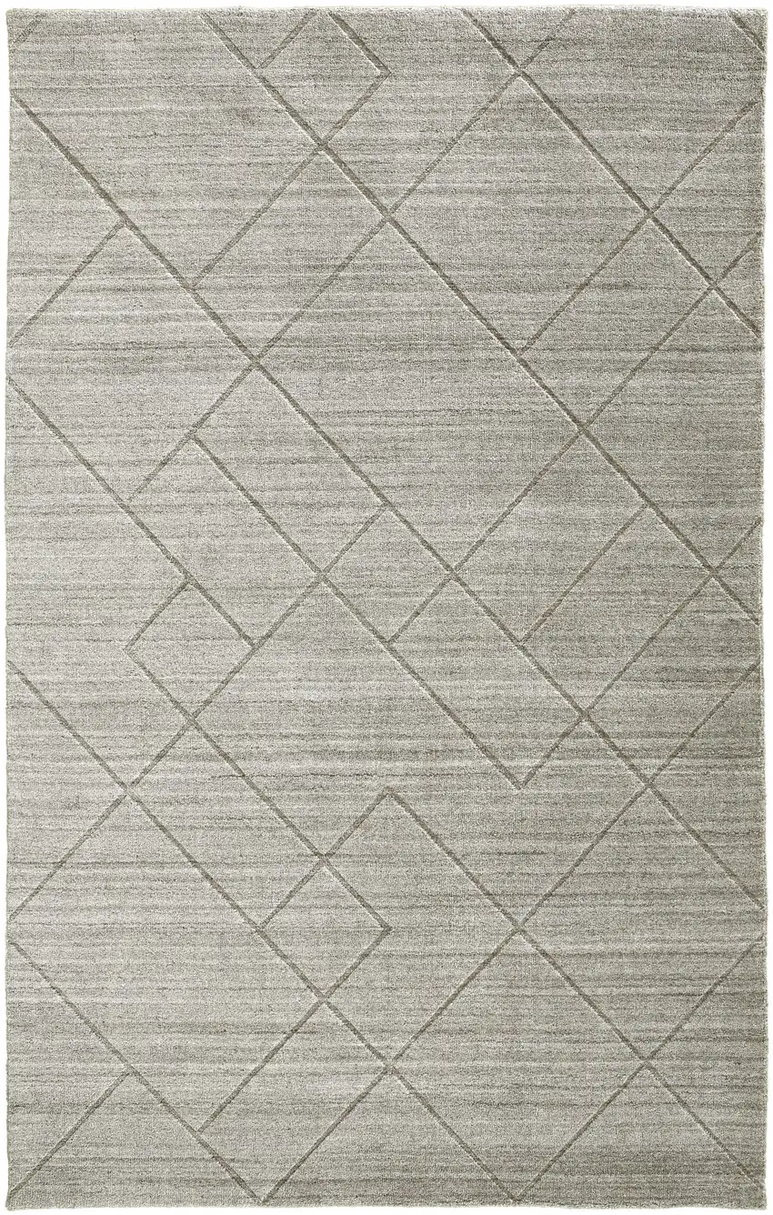 Ivory And Silver Striped Hand Woven Area Rug Photo 1