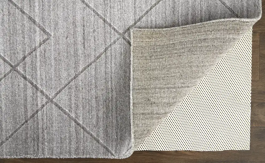 Ivory And Silver Striped Hand Woven Area Rug Photo 6