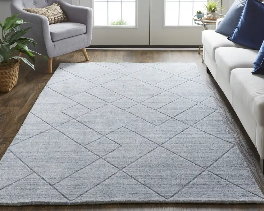 Ivory And Silver Striped Hand Woven Area Rug Photo 3