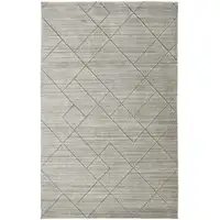 Photo of Ivory And Silver Striped Hand Woven Area Rug