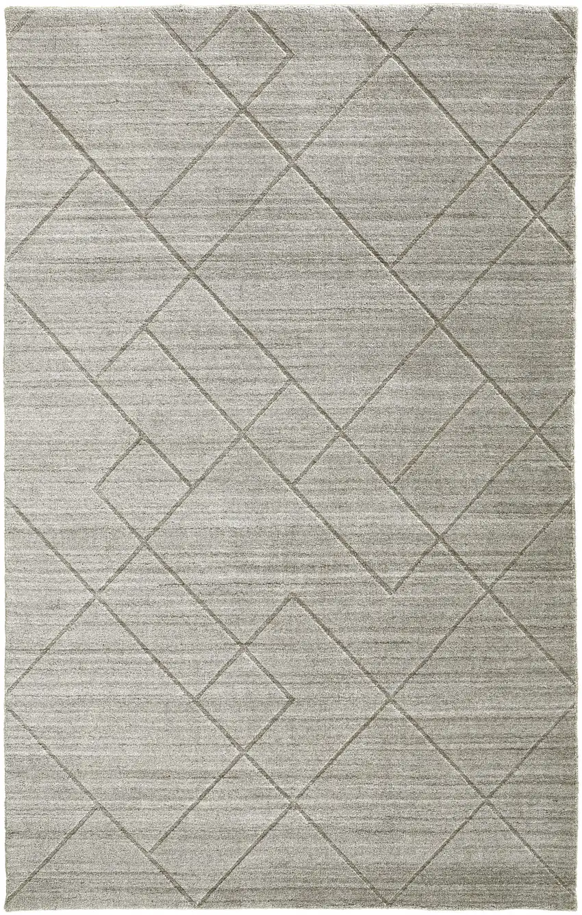 Ivory And Silver Striped Hand Woven Area Rug Photo 1