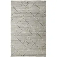 Photo of Ivory And Silver Striped Hand Woven Area Rug