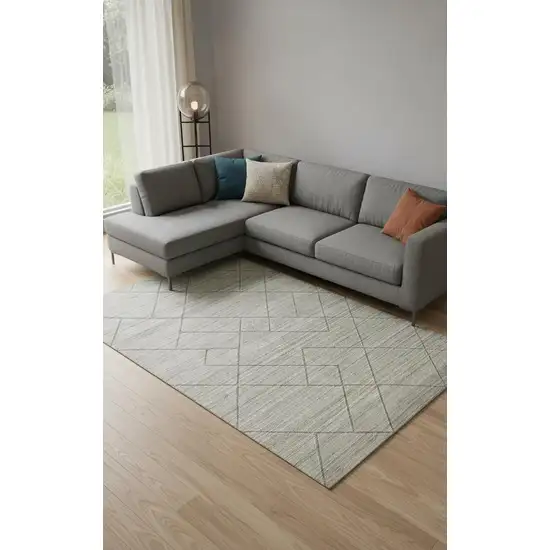 Ivory And Silver Striped Hand Woven Area Rug Photo 1