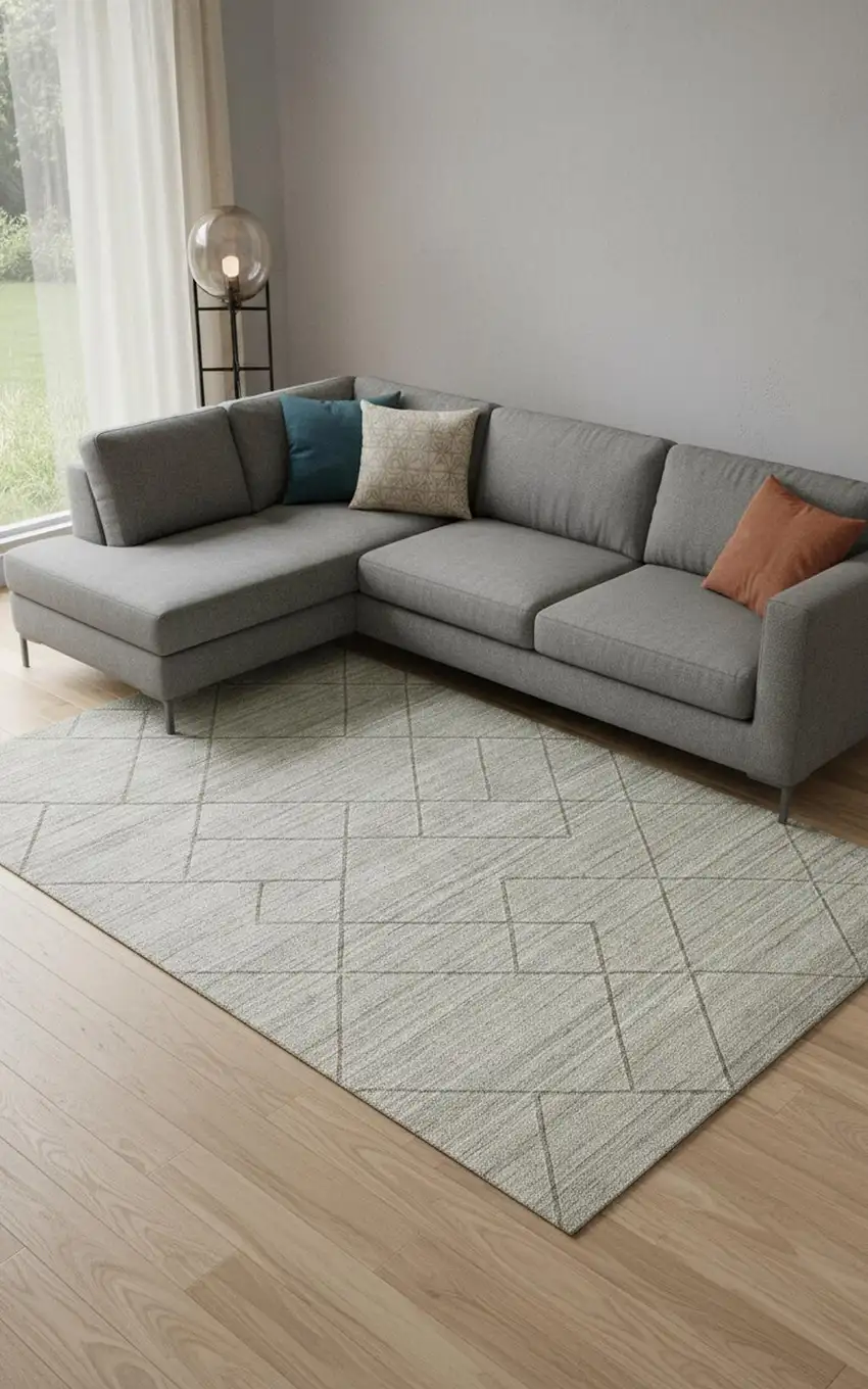 Ivory And Silver Striped Hand Woven Area Rug Photo 1