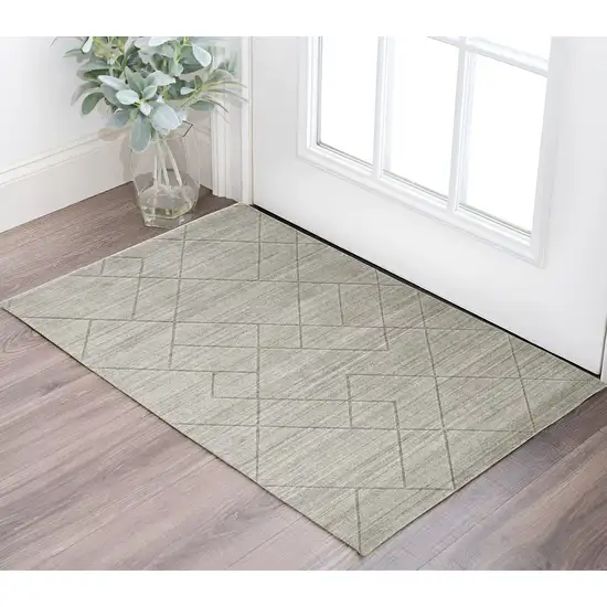 Ivory And Silver Striped Hand Woven Area Rug Photo 1