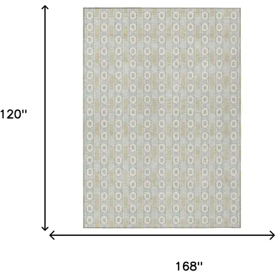 Ivory And Silver Striped Washable Indoor Outdoor Area Rug Photo 5