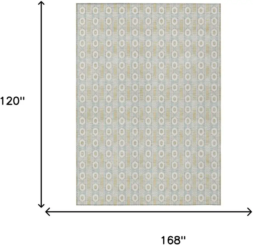 Ivory And Silver Striped Washable Indoor Outdoor Area Rug Photo 5