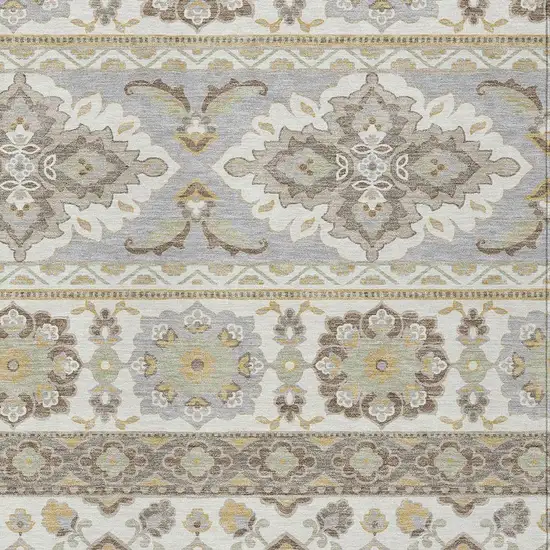 Ivory And Silver Tribal Washable Indoor Outdoor Area Rug Photo 4