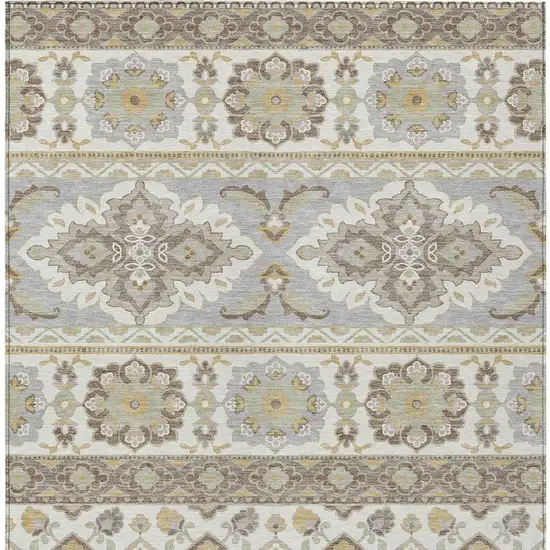 Ivory And Silver Tribal Washable Indoor Outdoor Area Rug Photo 6