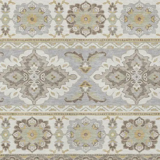 Ivory And Silver Tribal Washable Indoor Outdoor Area Rug Photo 3