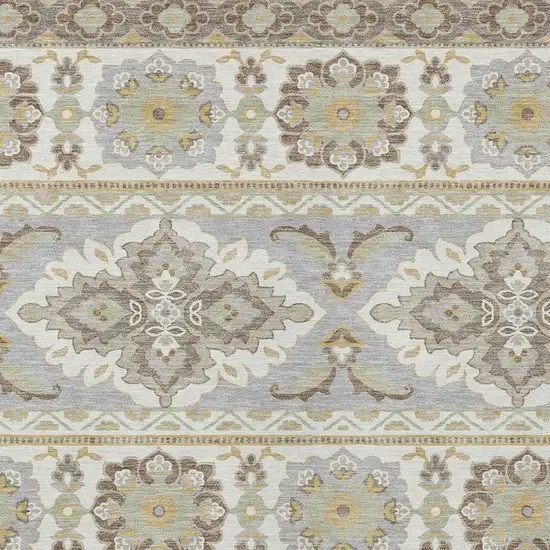 Ivory And Silver Tribal Washable Indoor Outdoor Area Rug Photo 5