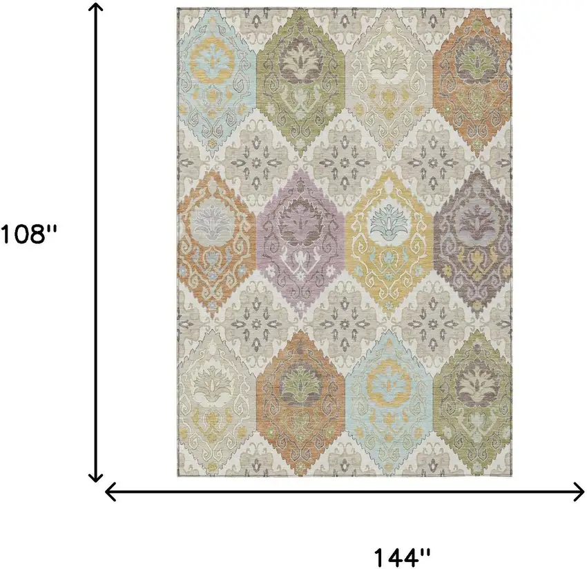 Ivory And Sky Blue Geometric Washable Indoor Outdoor Area Rug Photo 6
