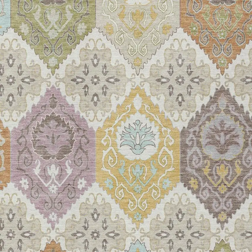 Ivory And Sky Blue Geometric Washable Indoor Outdoor Area Rug Photo 2
