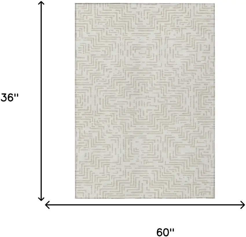Ivory And Sky Blue Geometric Washable Indoor Outdoor Area Rug Photo 9