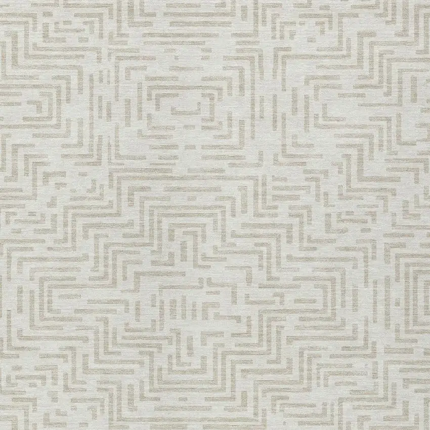 Ivory And Sky Blue Geometric Washable Indoor Outdoor Area Rug Photo 5