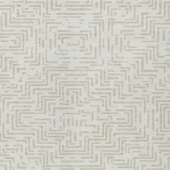 Ivory And Sky Blue Geometric Washable Indoor Outdoor Area Rug Photo 5