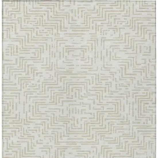 Ivory And Sky Blue Geometric Washable Indoor Outdoor Area Rug Photo 3