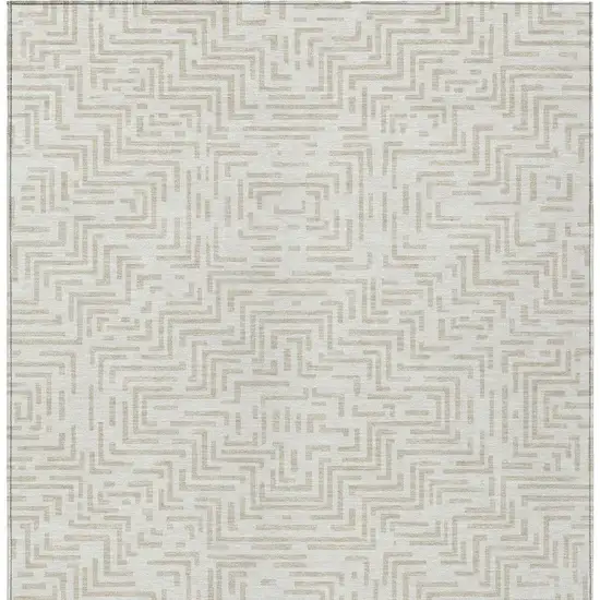 Ivory And Sky Blue Geometric Washable Indoor Outdoor Area Rug Photo 6