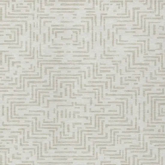 Ivory And Sky Blue Geometric Washable Indoor Outdoor Area Rug Photo 3