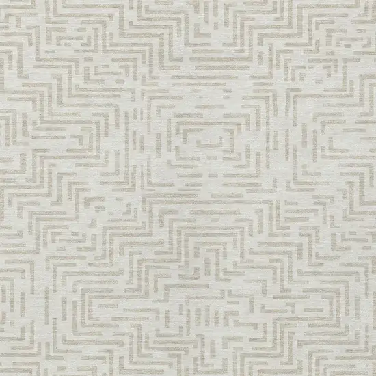 Ivory And Sky Blue Geometric Washable Indoor Outdoor Area Rug Photo 5