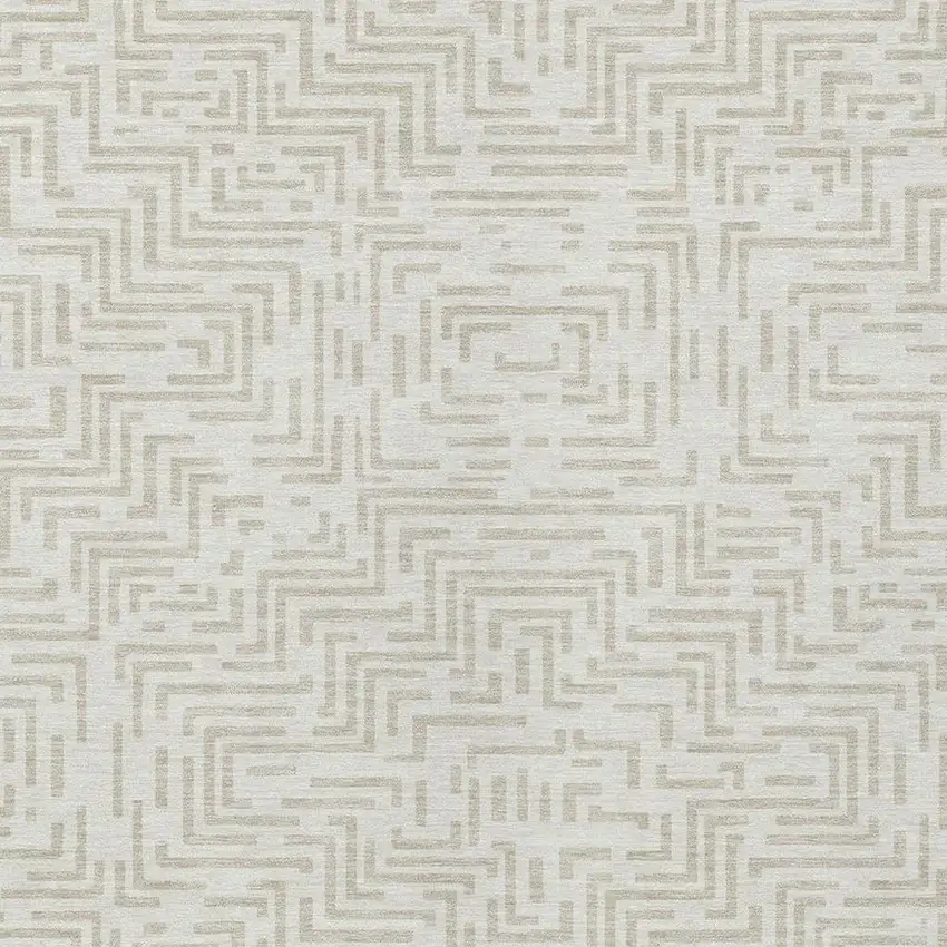 Ivory And Sky Blue Geometric Washable Indoor Outdoor Area Rug Photo 5