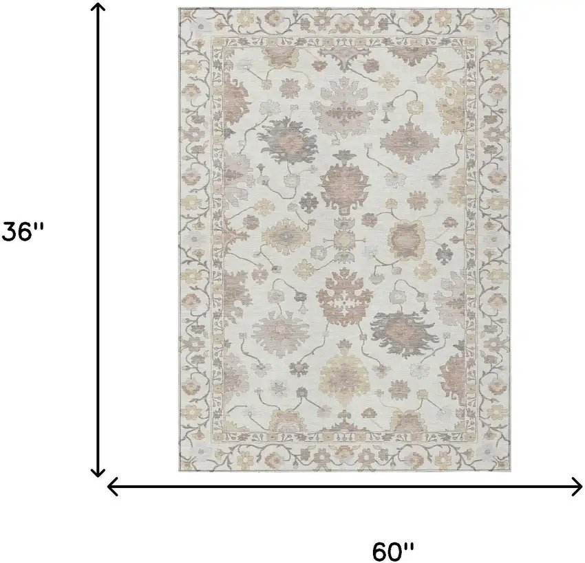 Ivory And Sky Blue Oriental Washable Indoor Outdoor Area Rug Photo 9