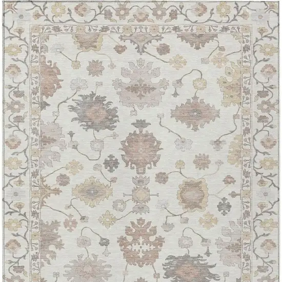 Ivory And Sky Blue Oriental Washable Indoor Outdoor Area Rug Photo 4
