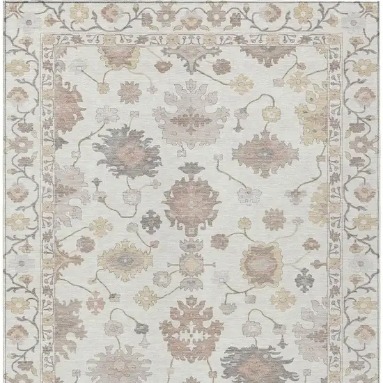 Ivory And Sky Blue Oriental Washable Indoor Outdoor Area Rug Photo 6