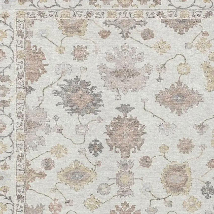Ivory And Sky Blue Oriental Washable Indoor Outdoor Area Rug Photo 3