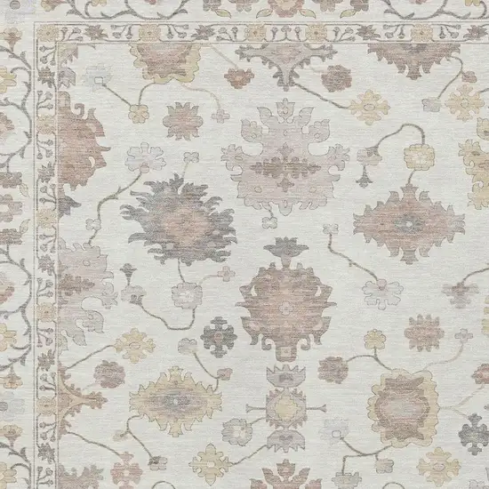 Ivory And Sky Blue Oriental Washable Indoor Outdoor Area Rug Photo 3