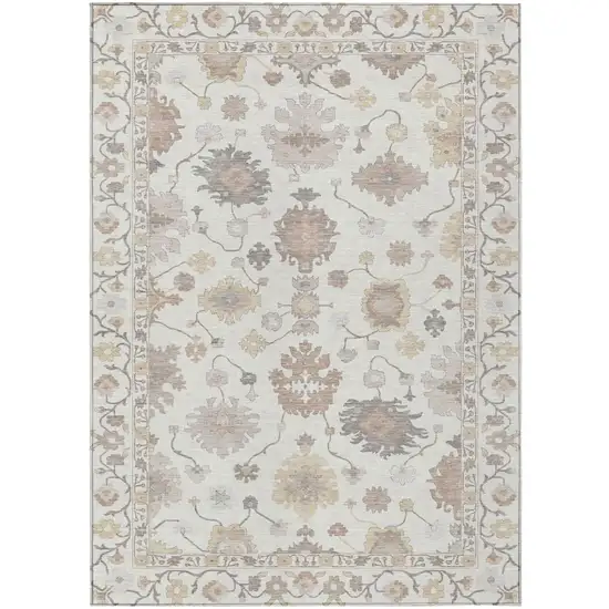 Ivory And Sky Blue Oriental Washable Indoor Outdoor Area Rug Photo 2