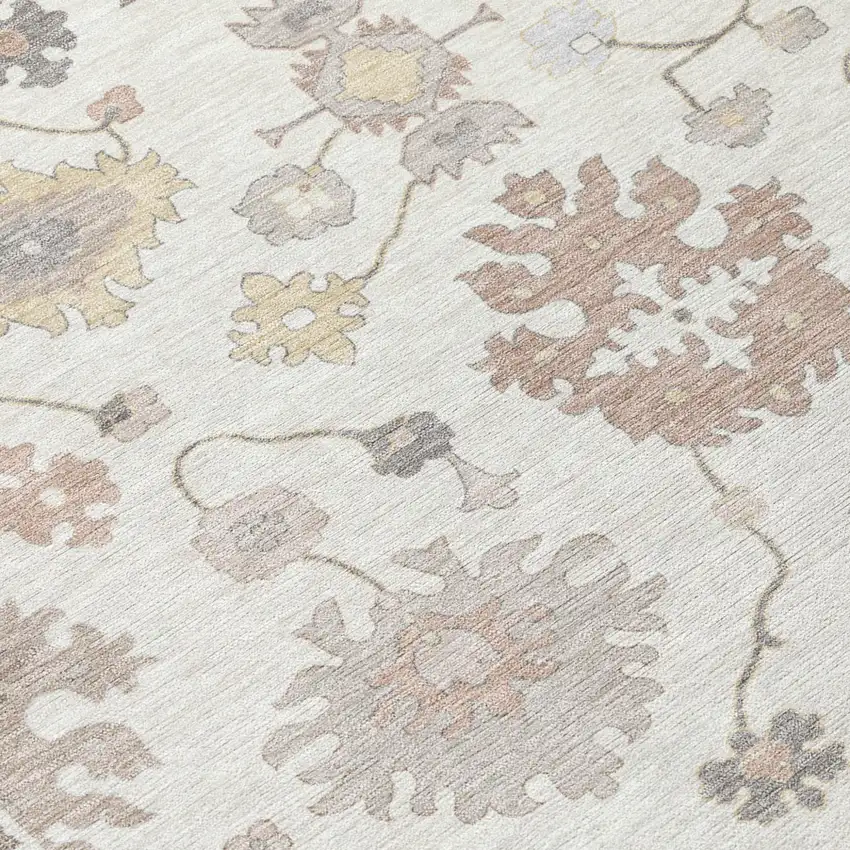 Ivory And Sky Blue Oriental Washable Indoor Outdoor Area Rug Photo 8
