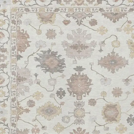 Ivory And Sky Blue Oriental Washable Indoor Outdoor Area Rug Photo 5