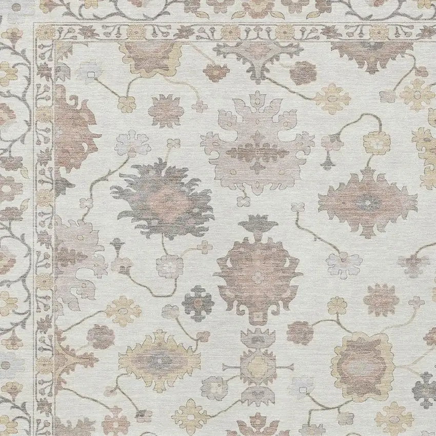 Ivory And Sky Blue Oriental Washable Indoor Outdoor Area Rug Photo 5