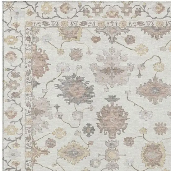 Ivory And Sky Blue Oriental Washable Indoor Outdoor Area Rug Photo 3