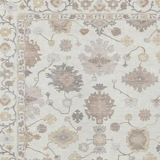 Ivory And Sky Blue Oriental Washable Indoor Outdoor Area Rug Photo 5